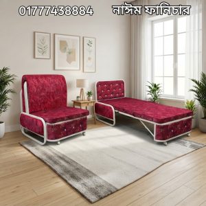 Sofa Cum Bed - 3 feet by 6.5 Feet - Maroon Colour