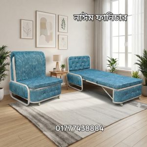 Sofa Cum Bed - 3 feet by 6.5 Feet - Sky Blue Colour